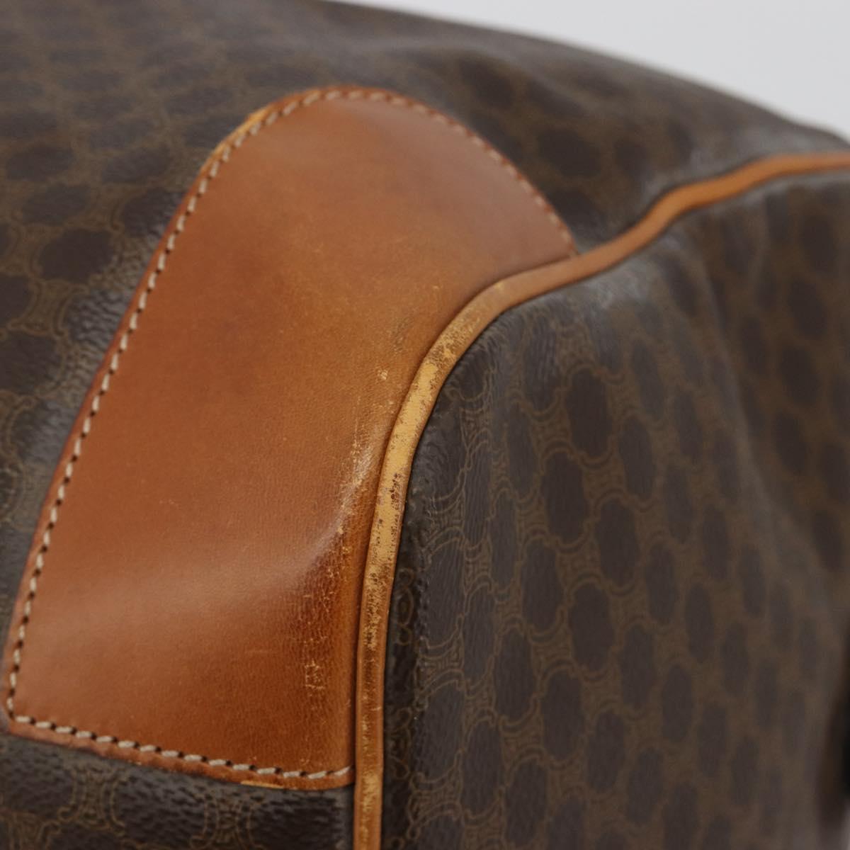CELINE Macadam Canvas Boston Bag PVC Leather Brown Gold Auth 190319
