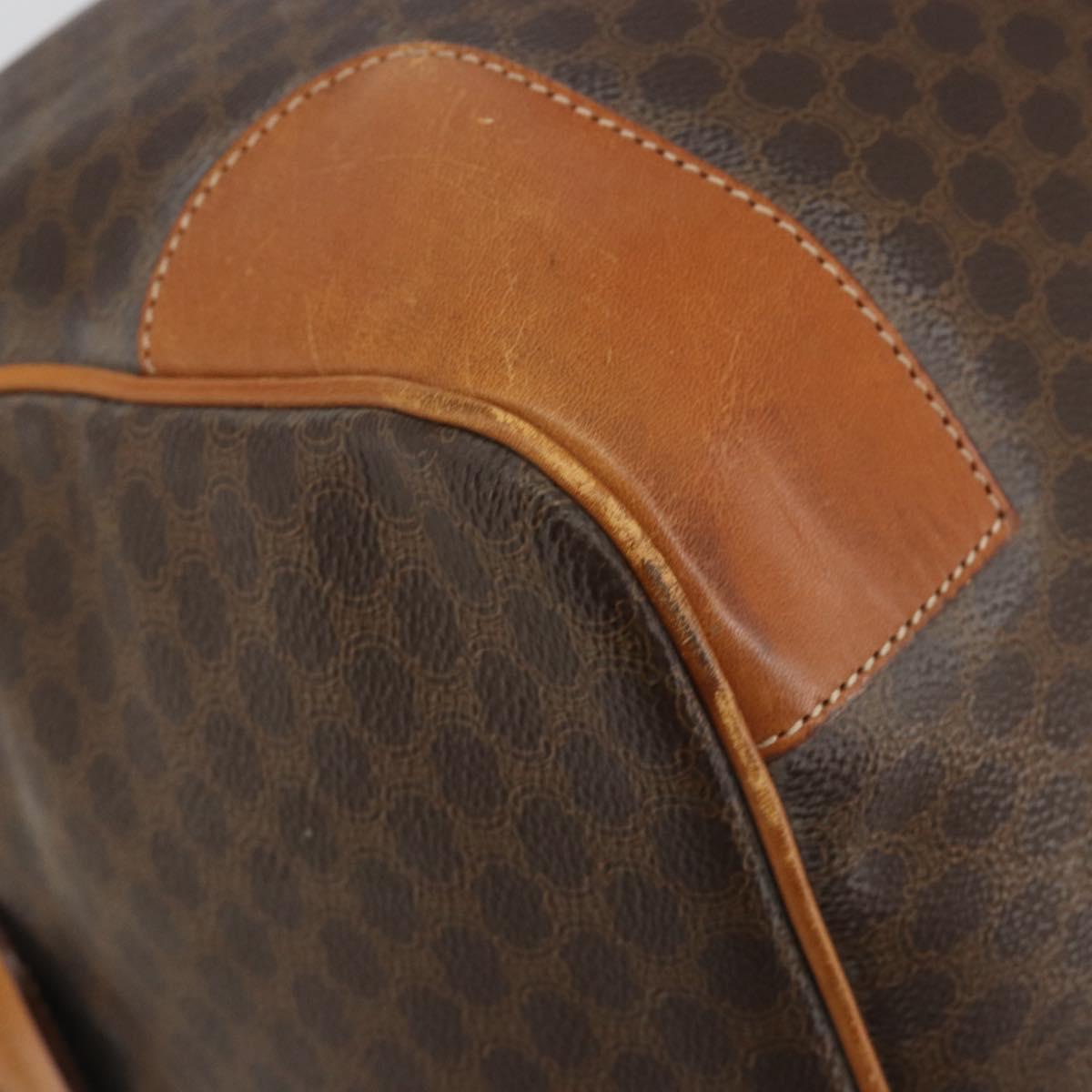 CELINE Macadam Canvas Boston Bag PVC Leather Brown Gold Auth 190319