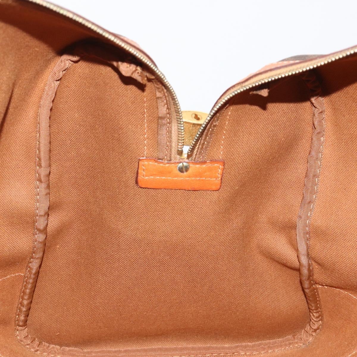 CELINE Macadam Canvas Boston Bag PVC Leather Brown Gold Auth 190319