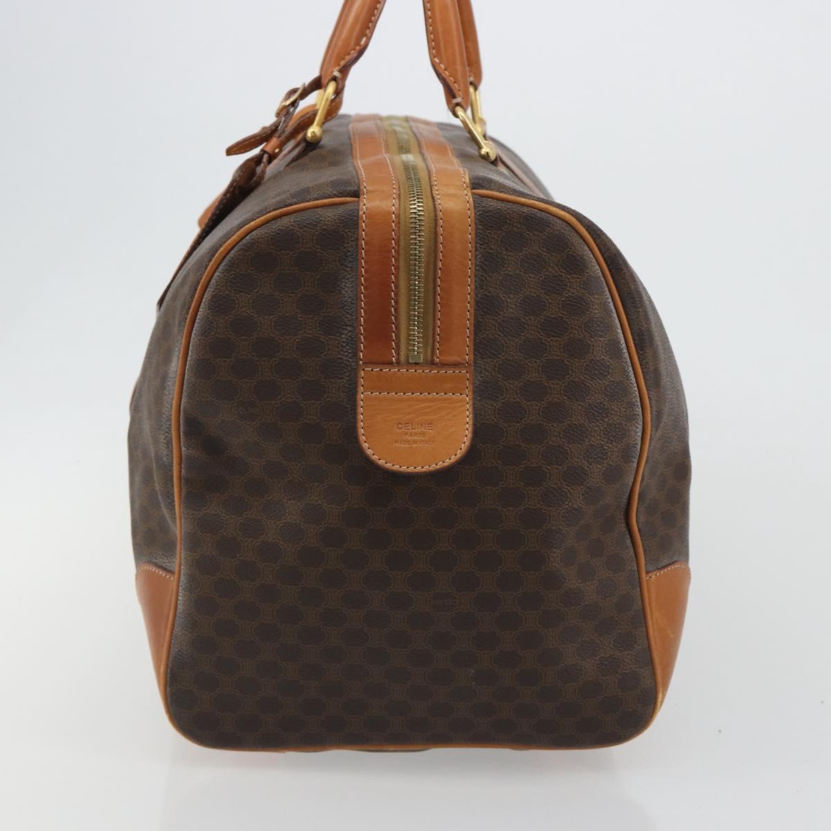 CELINE Macadam Canvas Boston Bag PVC Leather Brown Gold Auth 190319