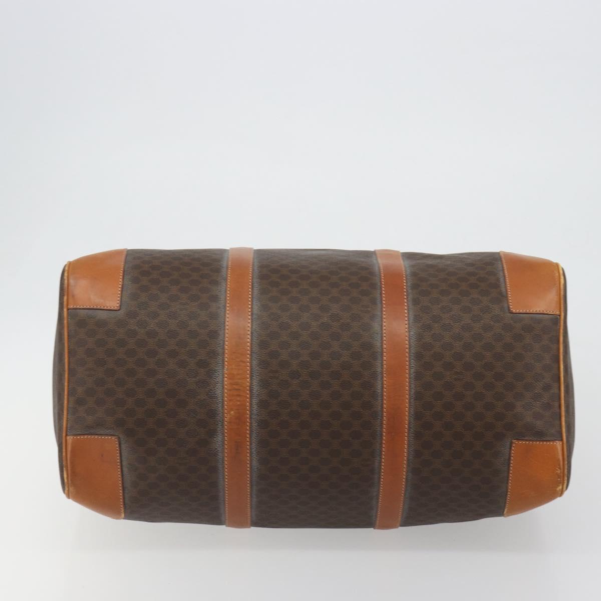 CELINE Macadam Canvas Boston Bag PVC Leather Brown Gold Auth 190319