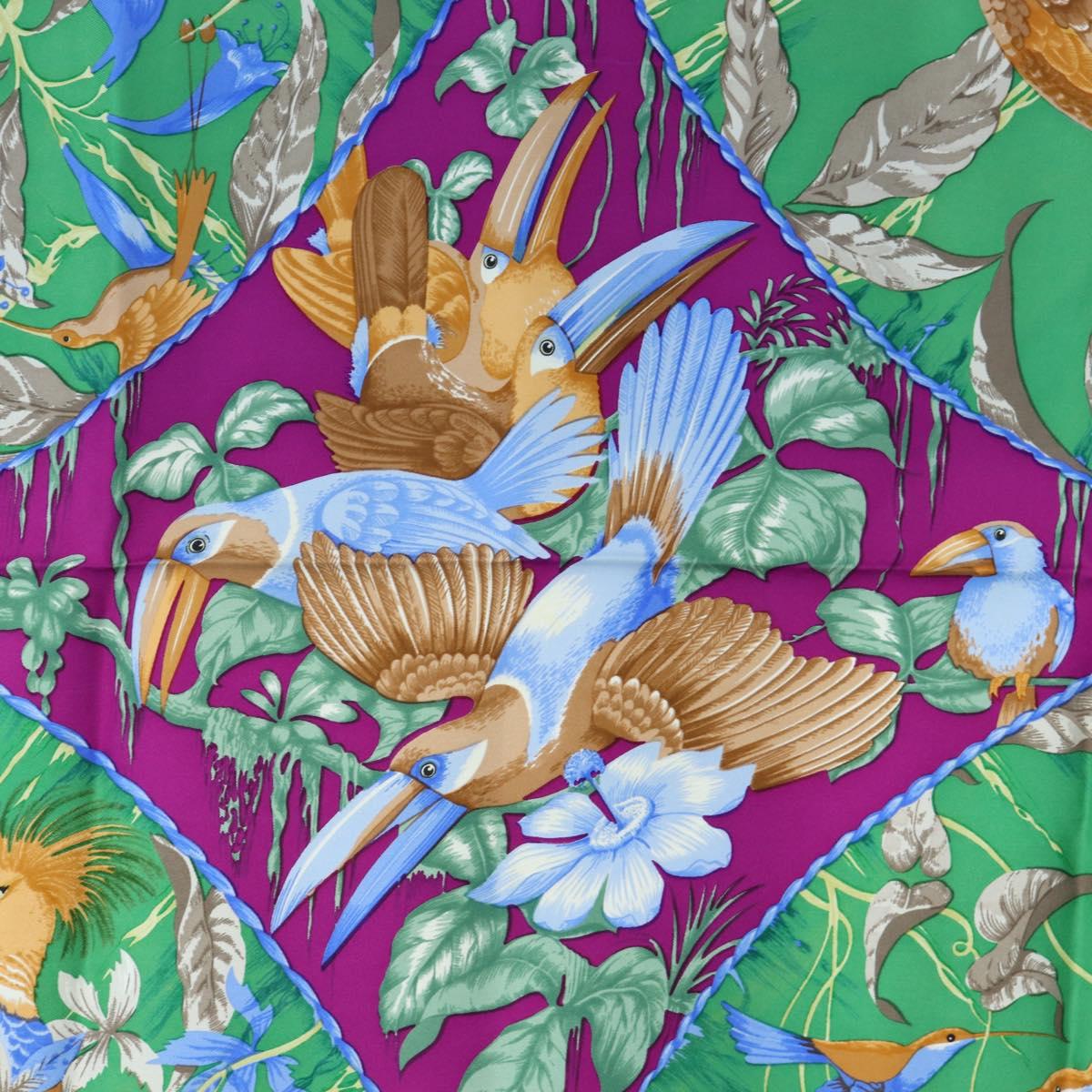 HERMES Carre 90 Scarf ”TROPIQUES” Silk Blue Auth 190320M