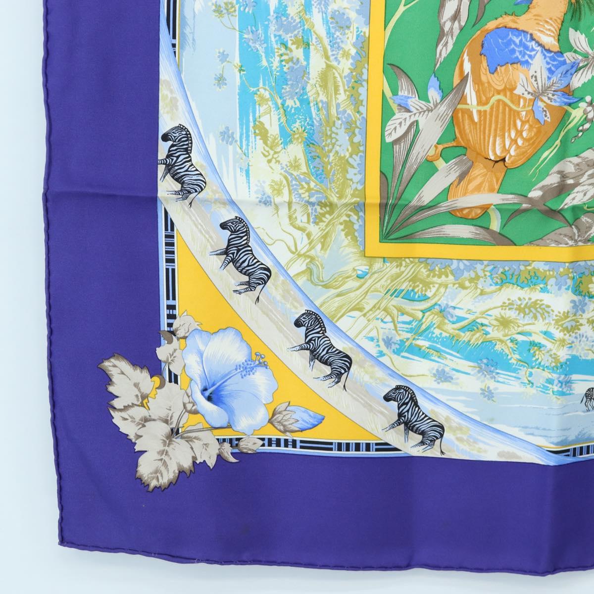 HERMES Carre 90 Scarf ”TROPIQUES” Silk Blue Auth 190320M