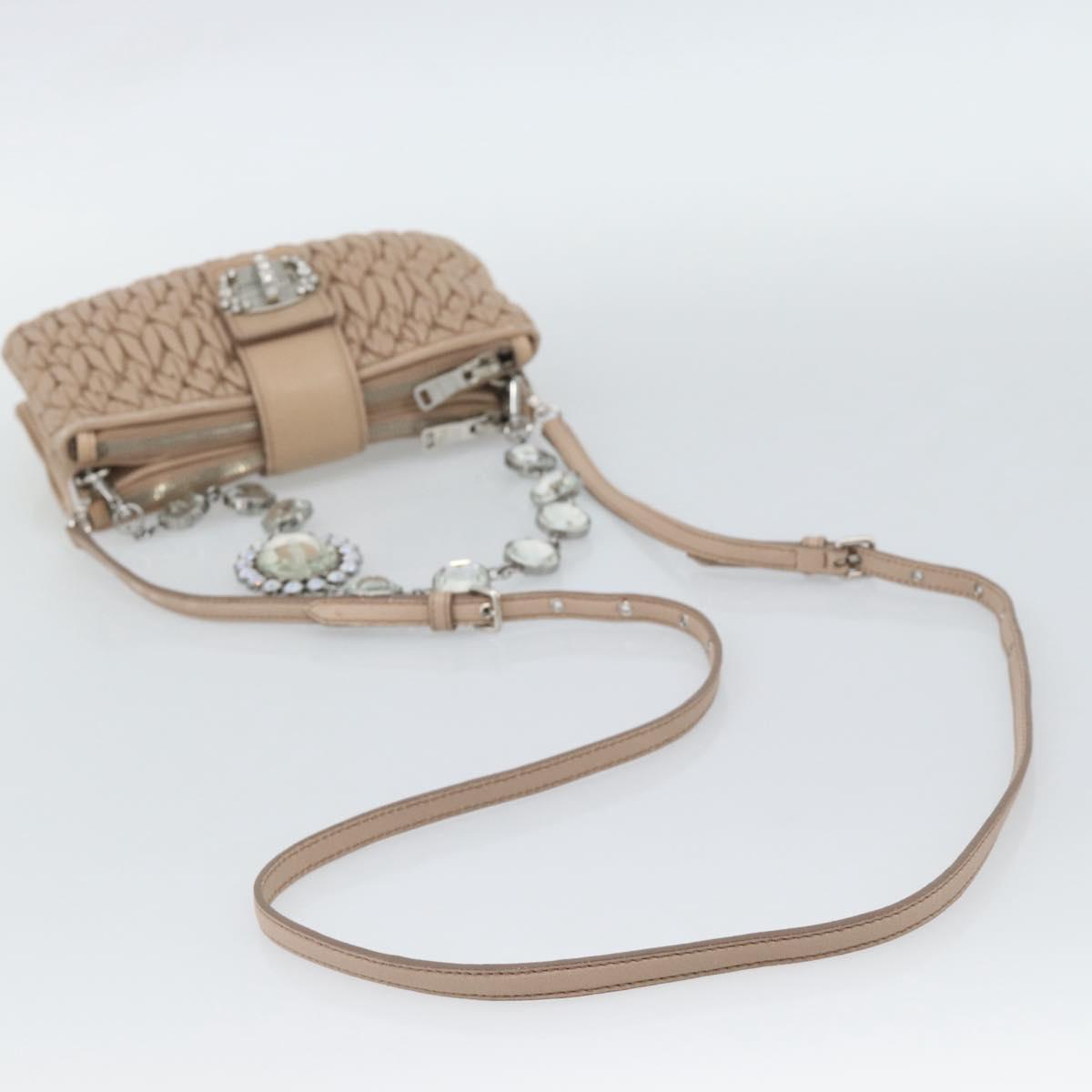Miu Miu Matelasse Chain Shoulder Bag Leather 2way Pink Silver Auth 190321A
