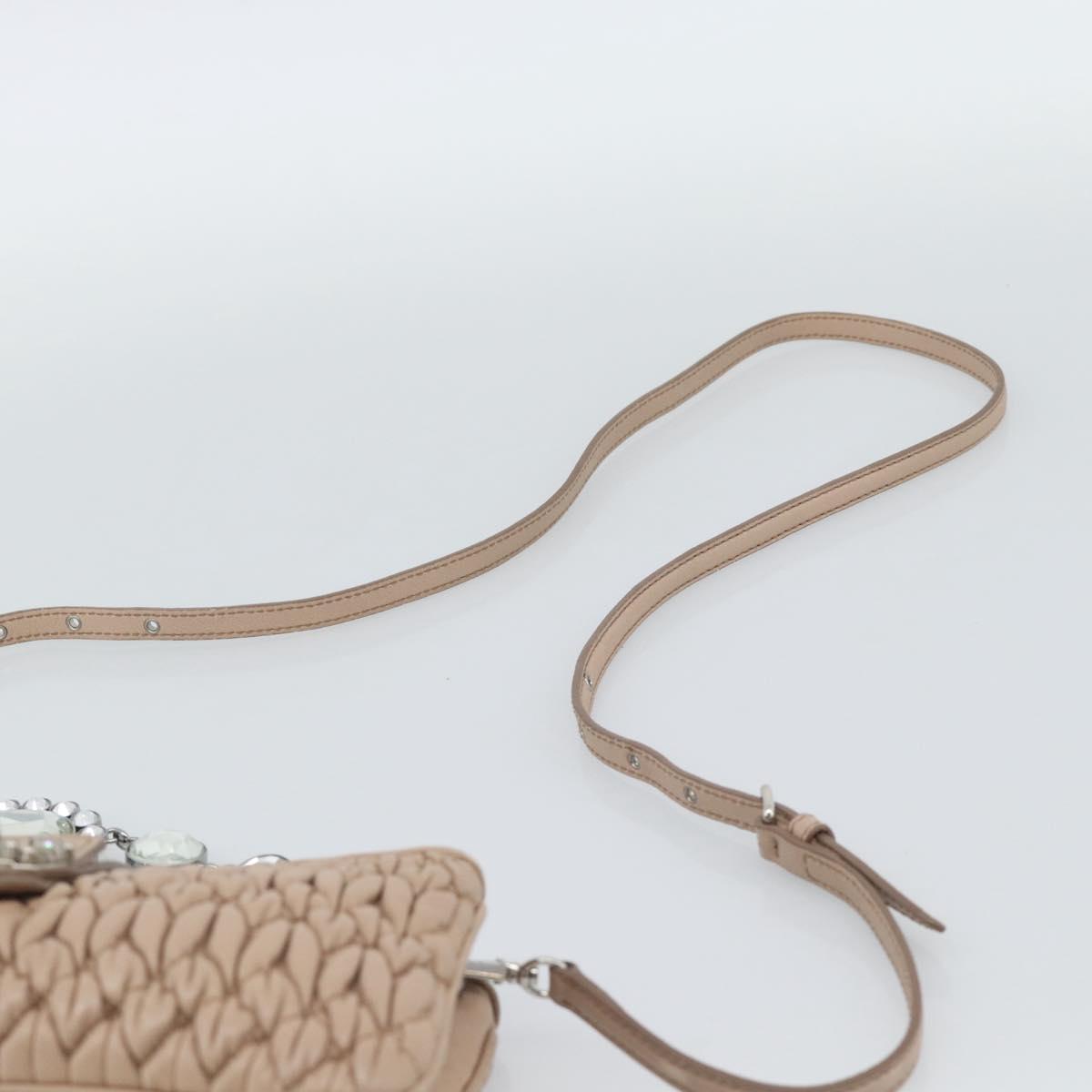 Miu Miu Matelasse Chain Shoulder Bag Leather 2way Pink Silver Auth 190321A