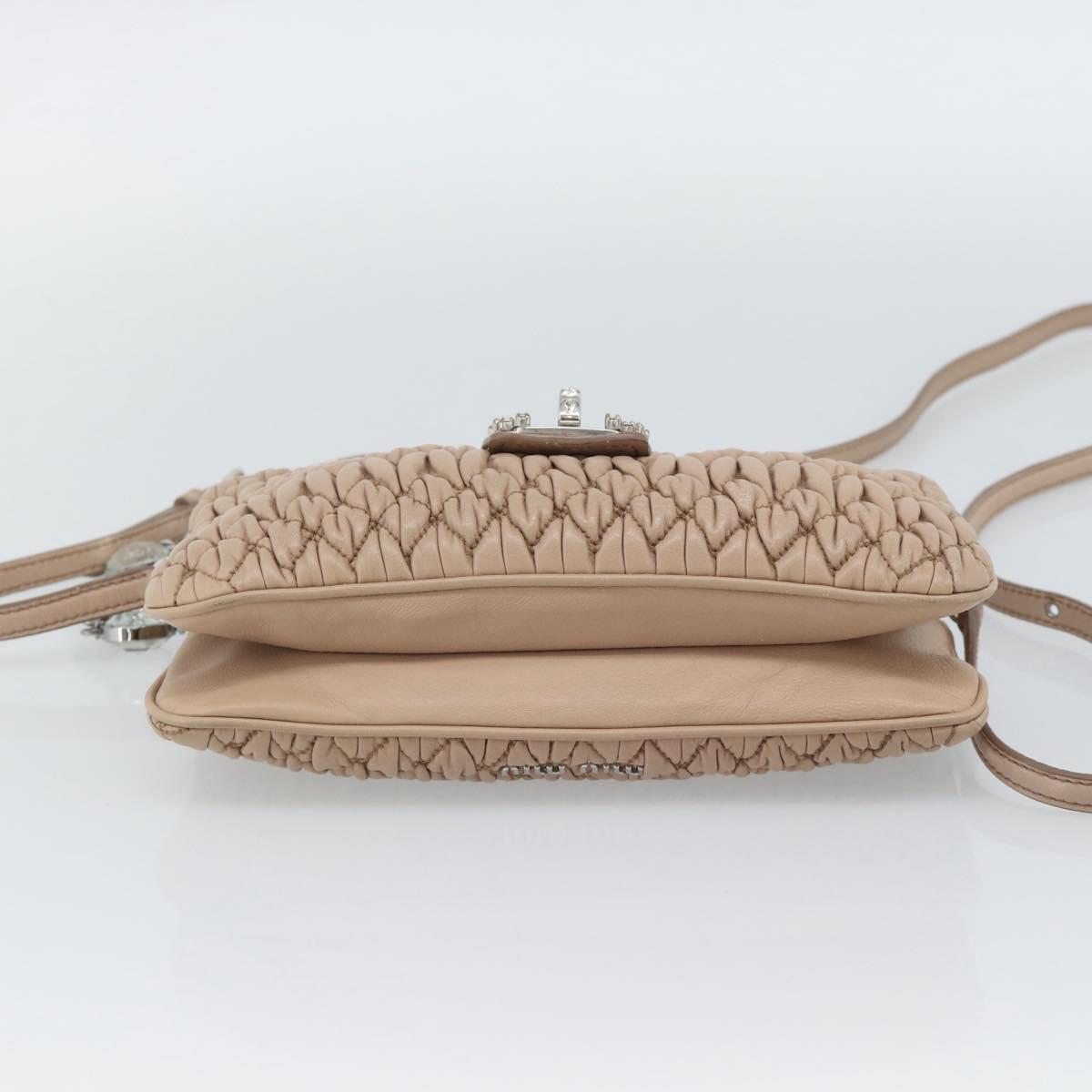 Miu Miu Matelasse Chain Shoulder Bag Leather 2way Pink Silver Auth 190321A