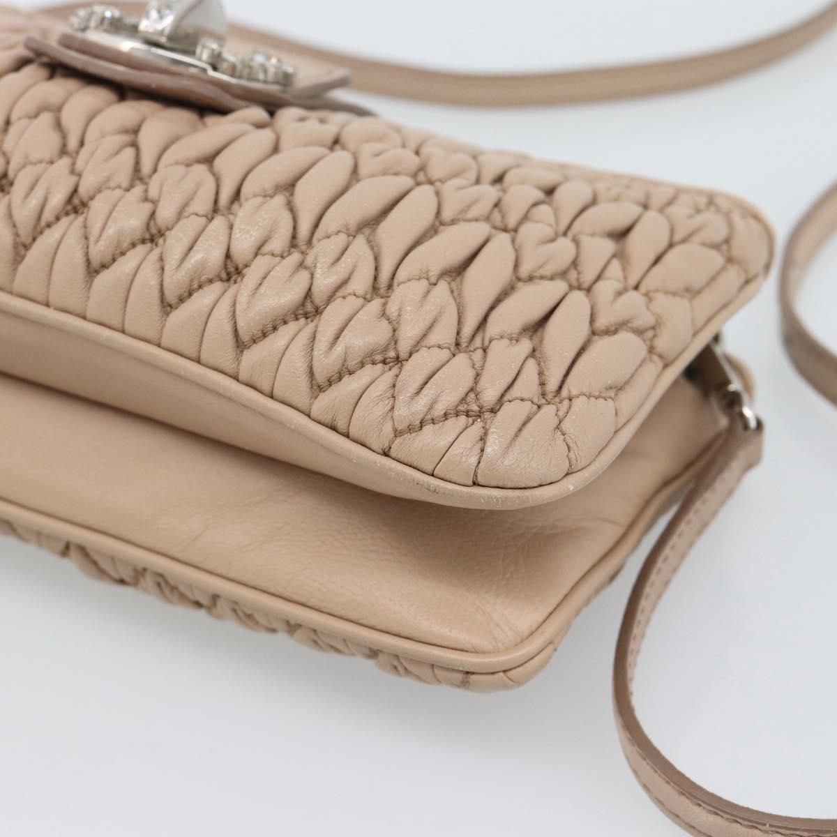 Miu Miu Matelasse Chain Shoulder Bag Leather 2way Pink Silver Auth 190321A