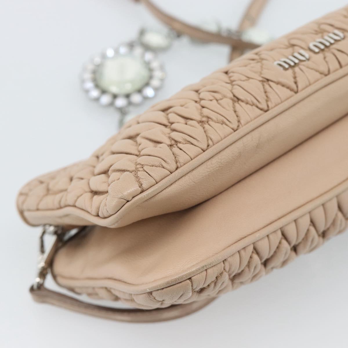 Miu Miu Matelasse Chain Shoulder Bag Leather 2way Pink Silver Auth 190321A