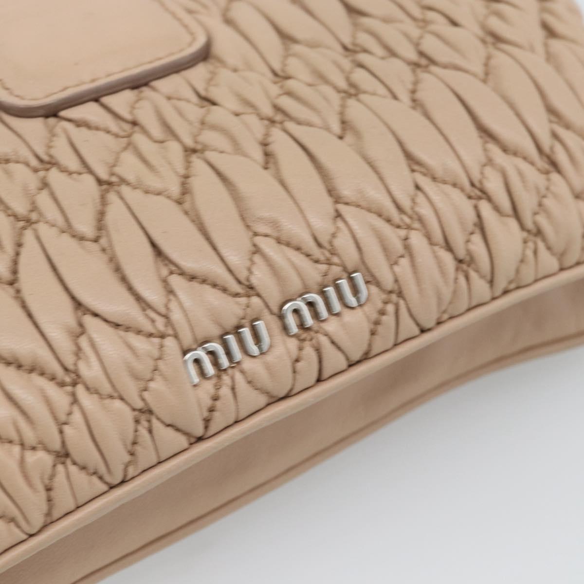 Miu Miu Matelasse Chain Shoulder Bag Leather 2way Pink Silver Auth 190321A