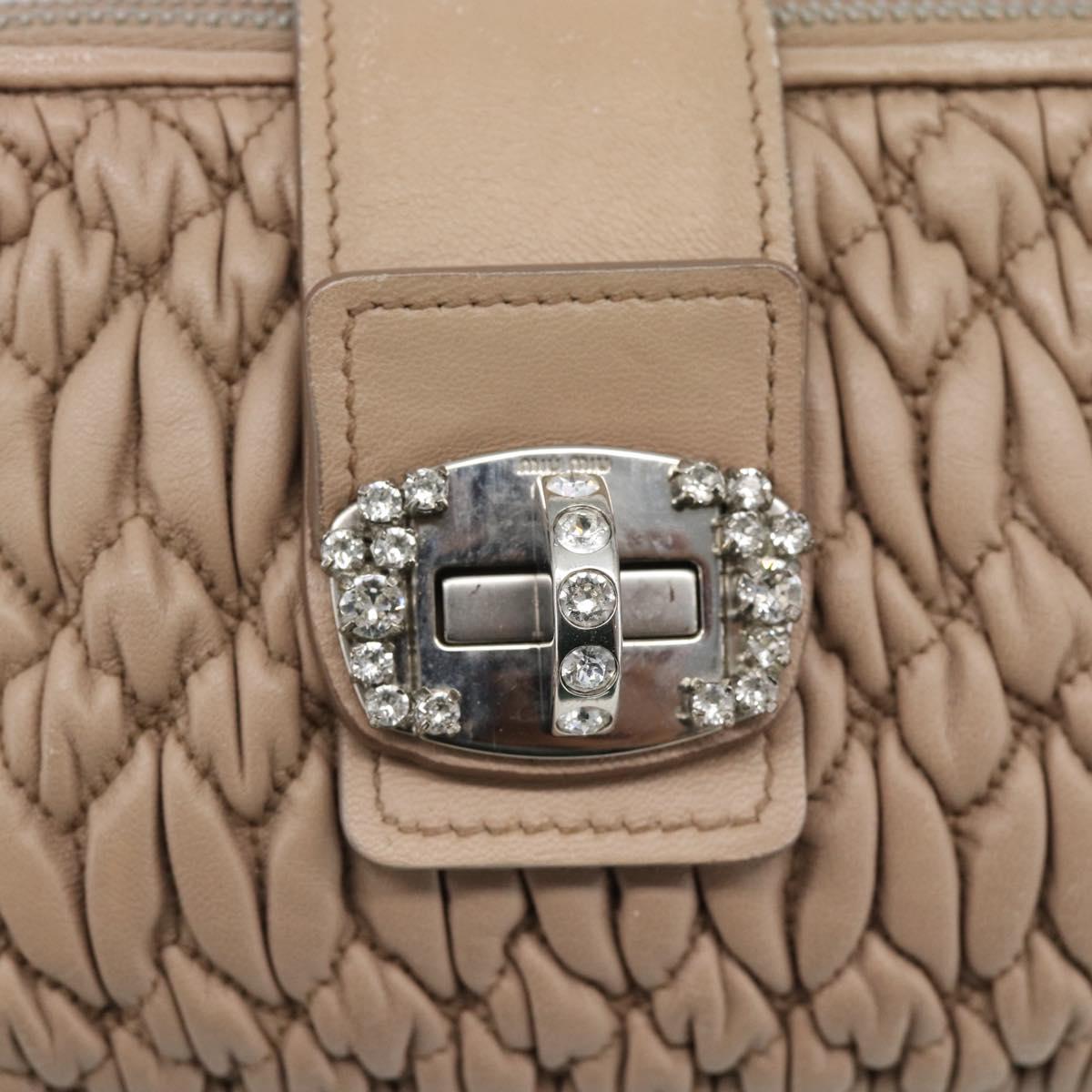 Miu Miu Matelasse Chain Shoulder Bag Leather 2way Pink Silver Auth 190321A