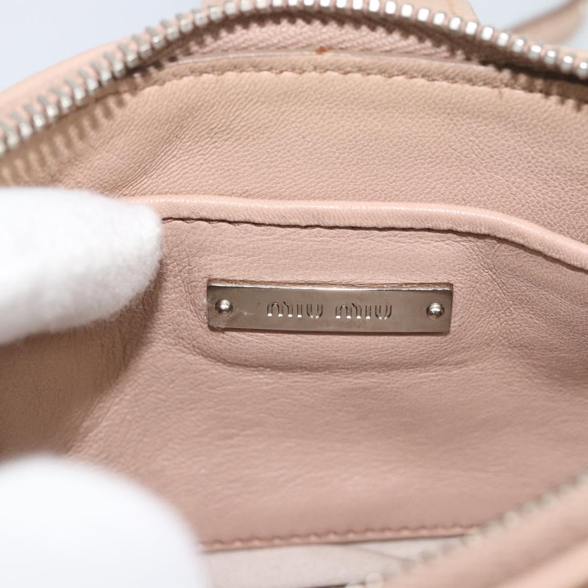 Miu Miu Matelasse Chain Shoulder Bag Leather 2way Pink Silver Auth 190321A
