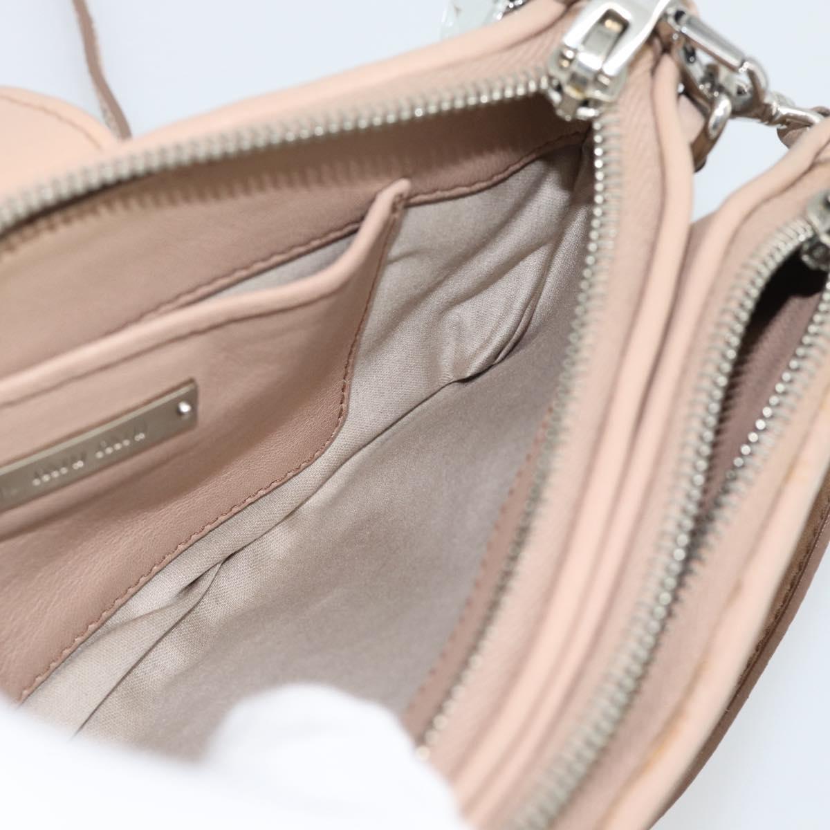 Miu Miu Matelasse Chain Shoulder Bag Leather 2way Pink Silver Auth 190321A