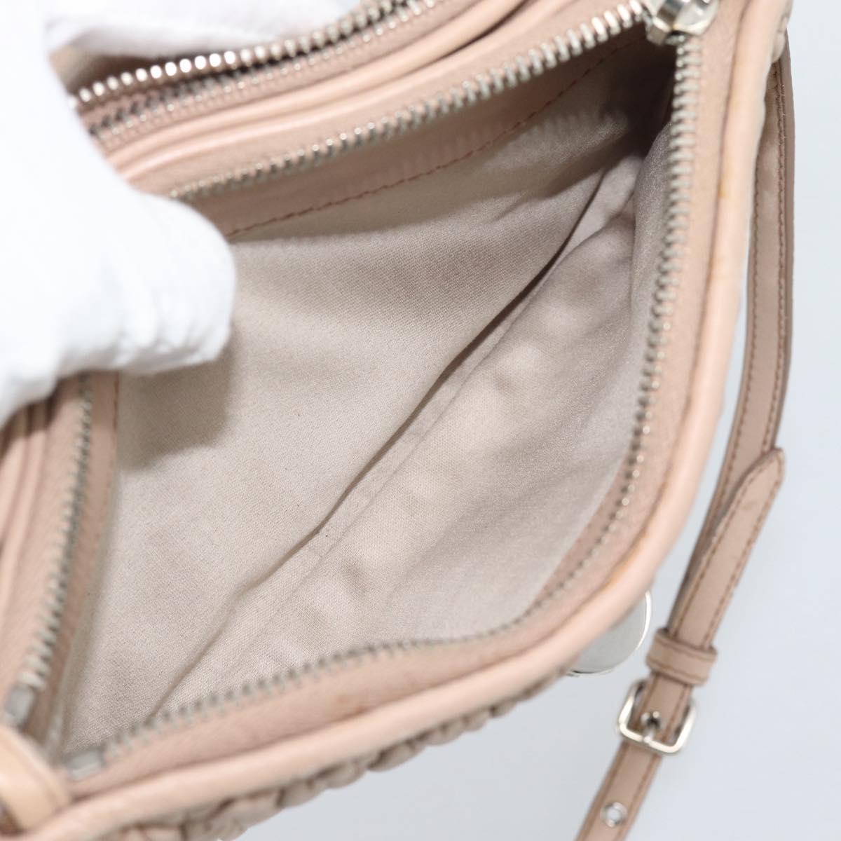 Miu Miu Matelasse Chain Shoulder Bag Leather 2way Pink Silver Auth 190321A
