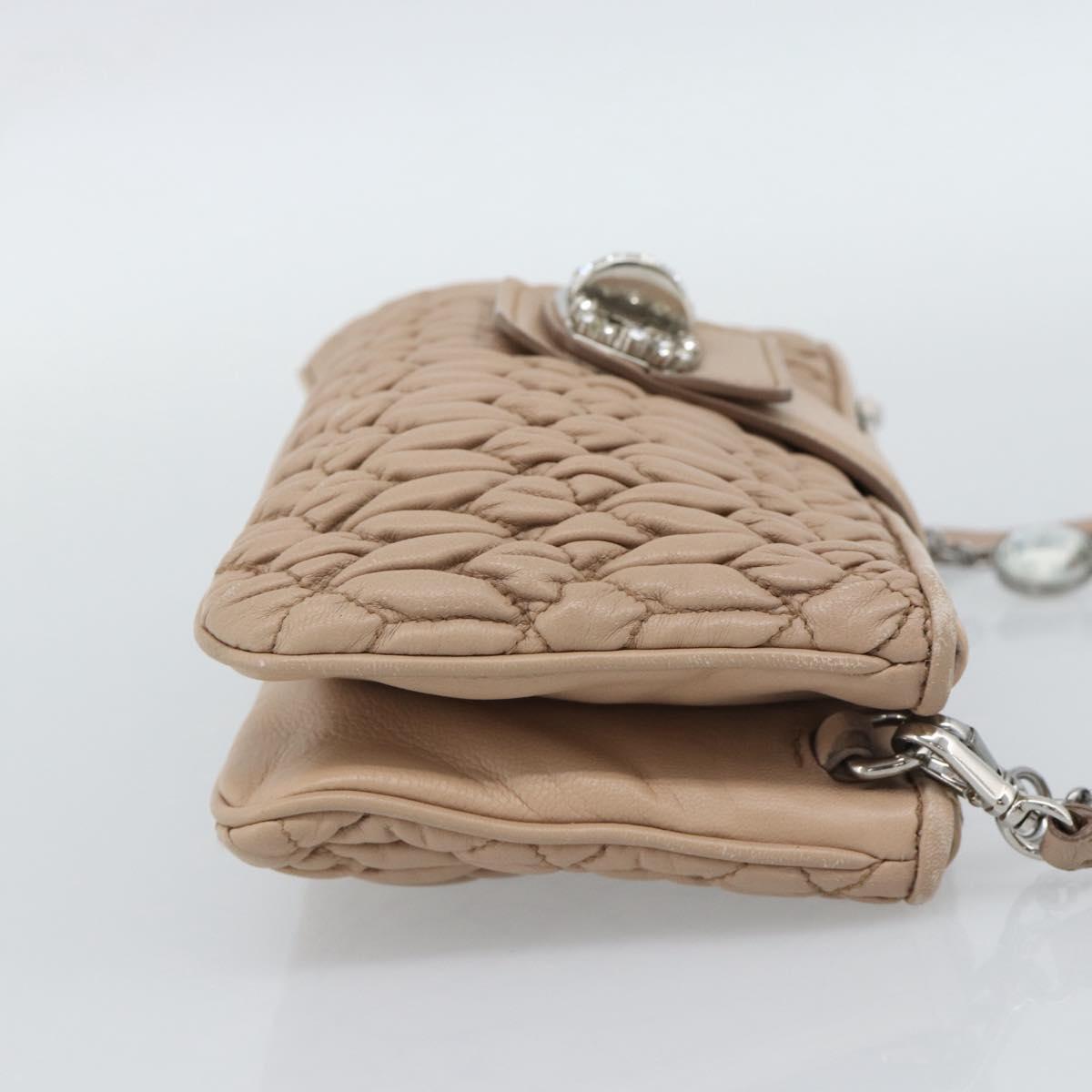 Miu Miu Matelasse Chain Shoulder Bag Leather 2way Pink Silver Auth 190321A