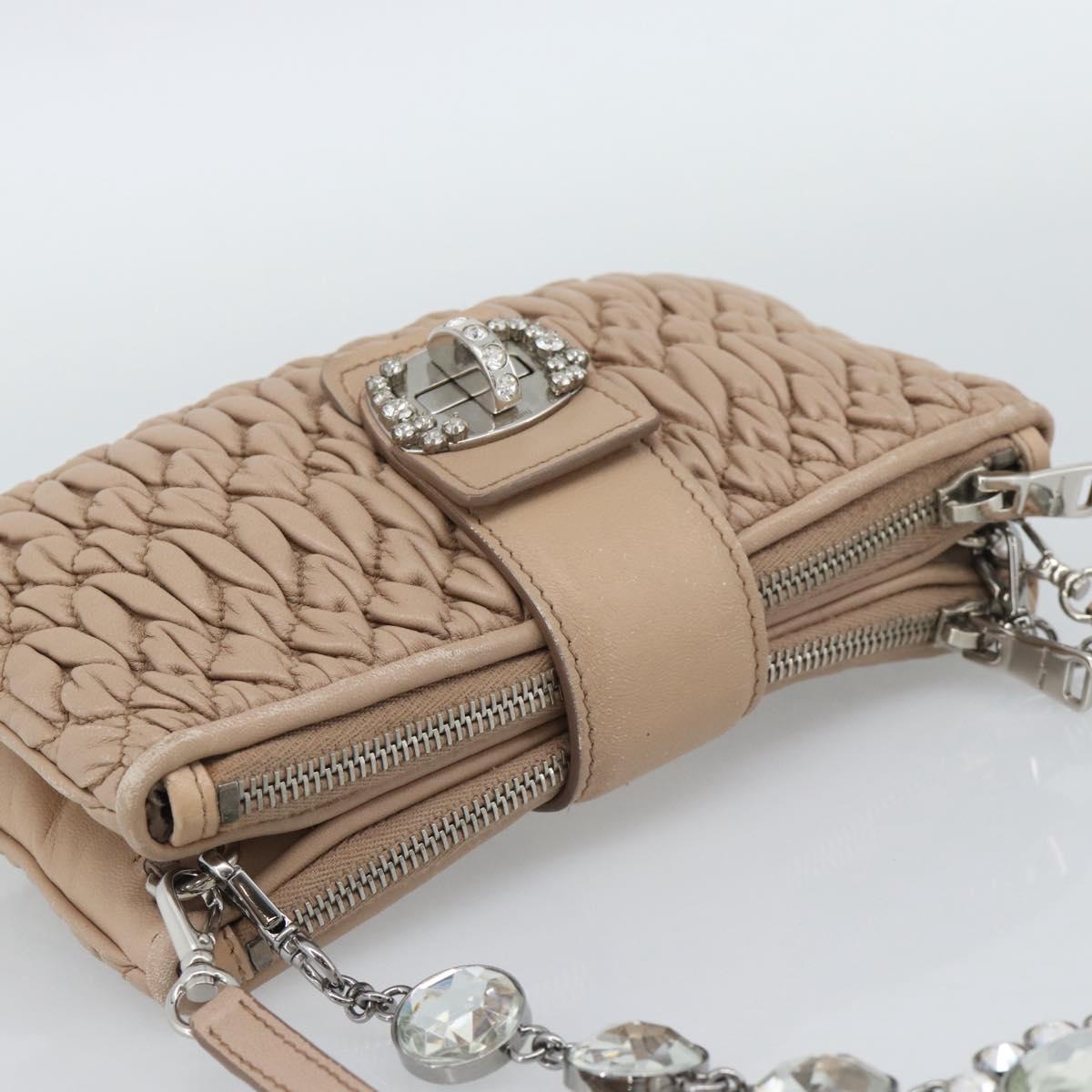 Miu Miu Matelasse Chain Shoulder Bag Leather 2way Pink Silver Auth 190321A
