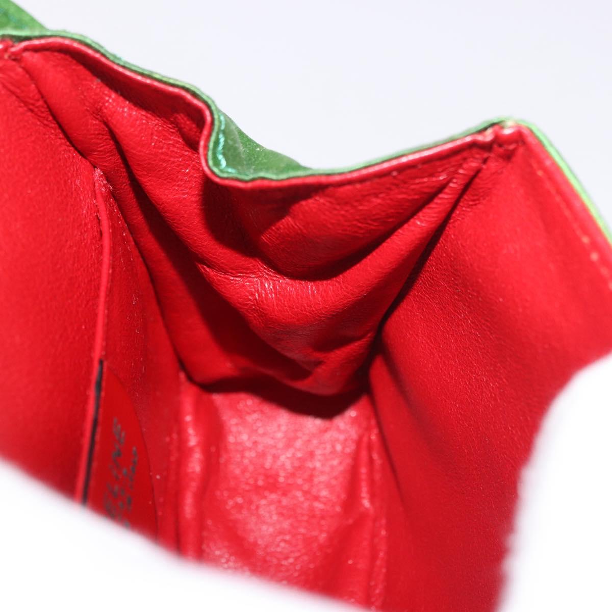 CELINE Shoulder Bag Satin Green Gold Auth 190325
