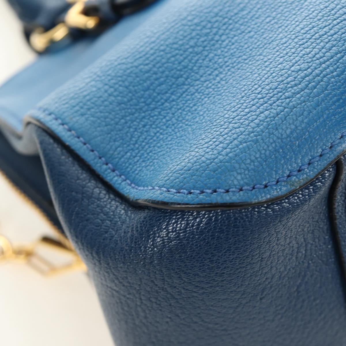 Miu Miu Hand Bag Leather 2way Blue Gold Auth 190326M
