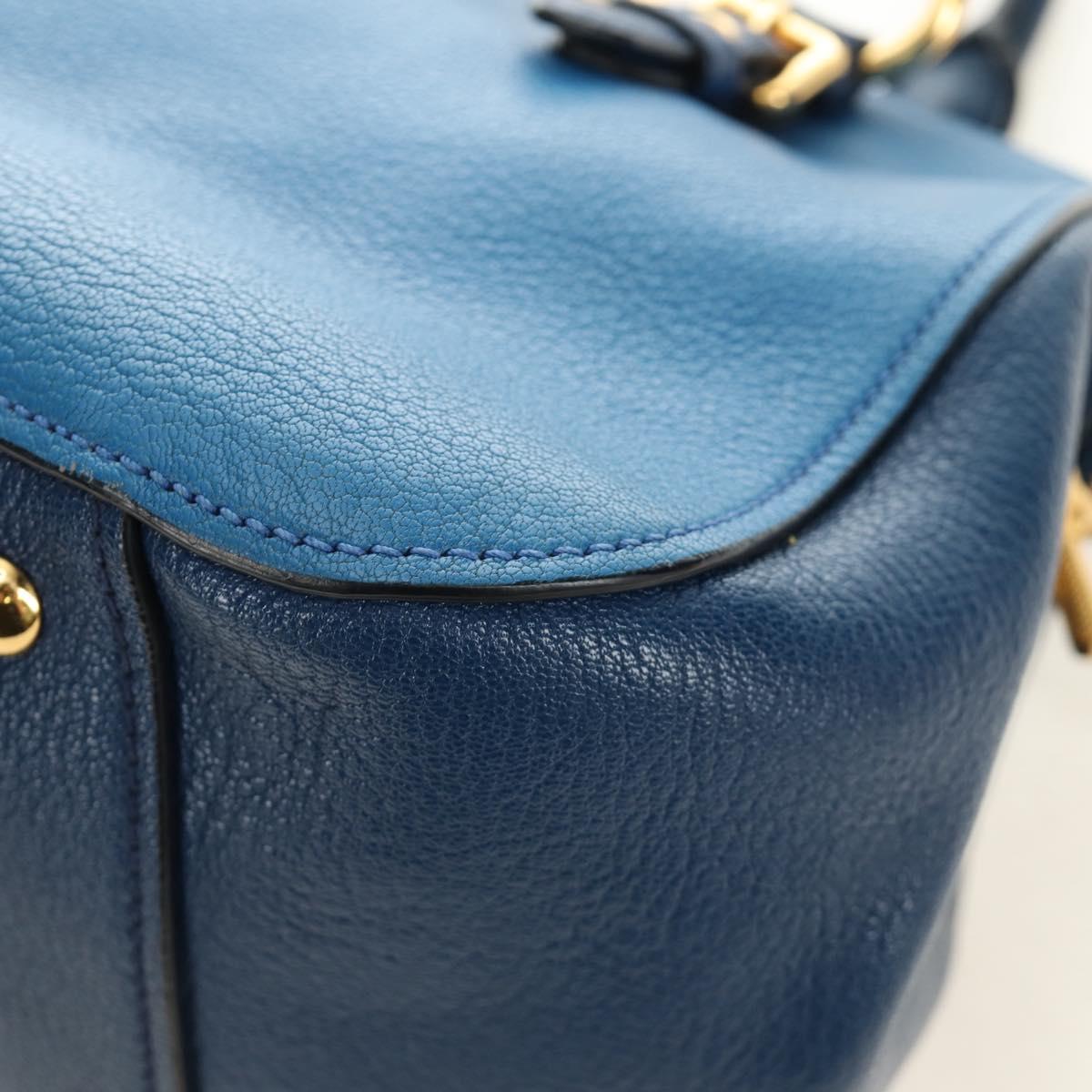 Miu Miu Hand Bag Leather 2way Blue Gold Auth 190326M