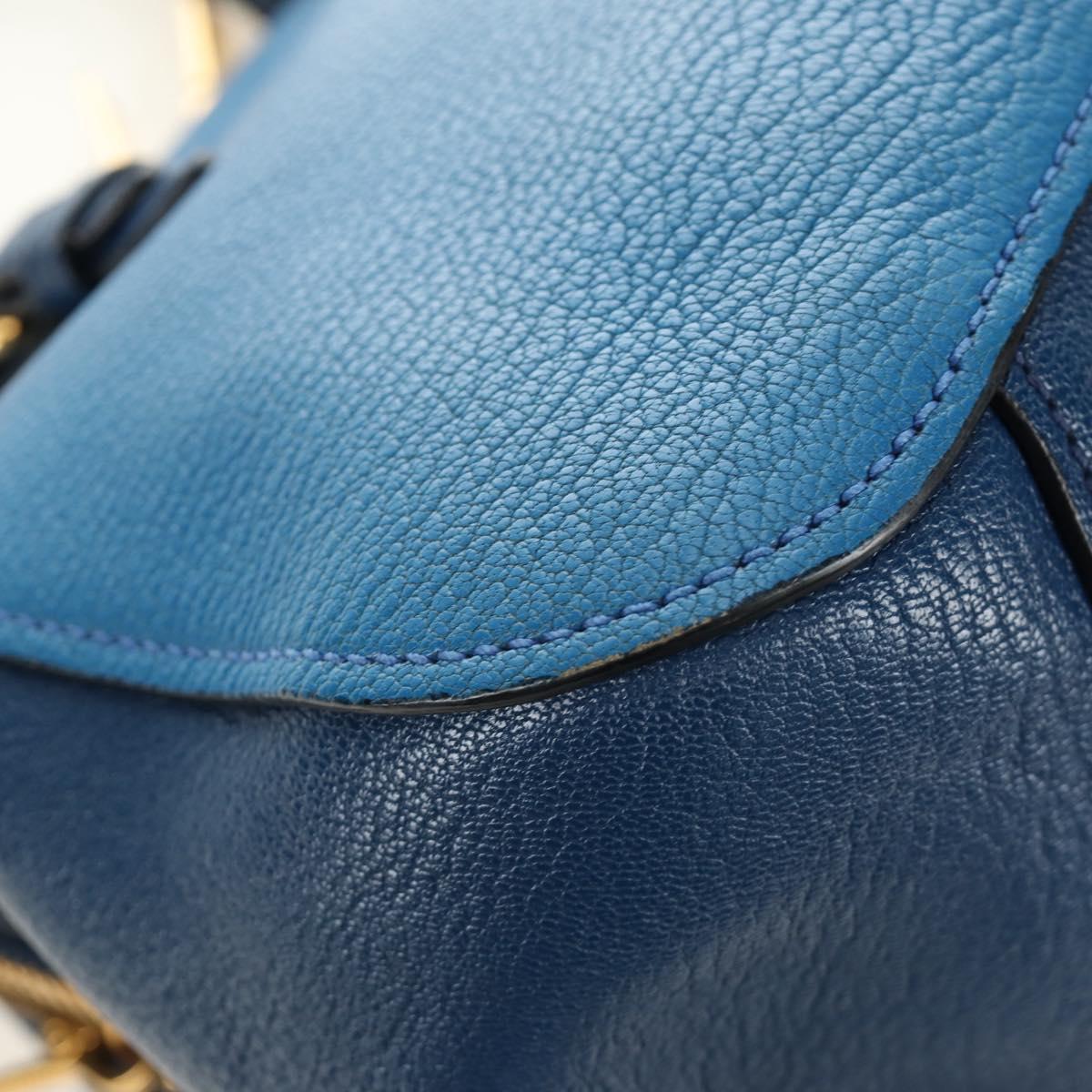 Miu Miu Hand Bag Leather 2way Blue Gold Auth 190326M