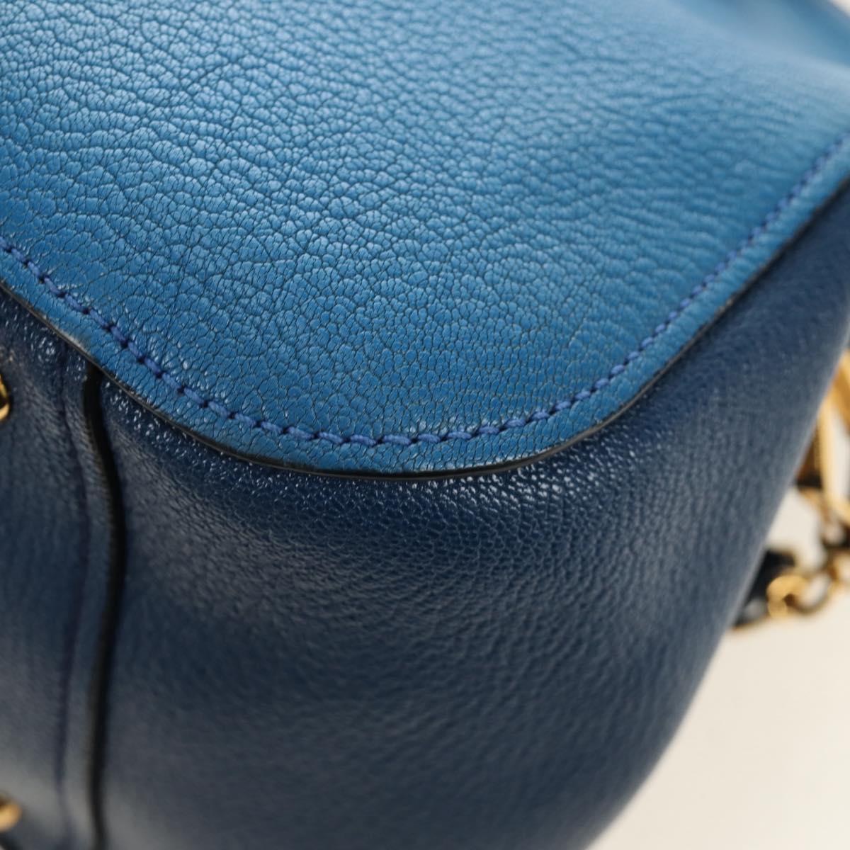 Miu Miu Hand Bag Leather 2way Blue Gold Auth 190326M