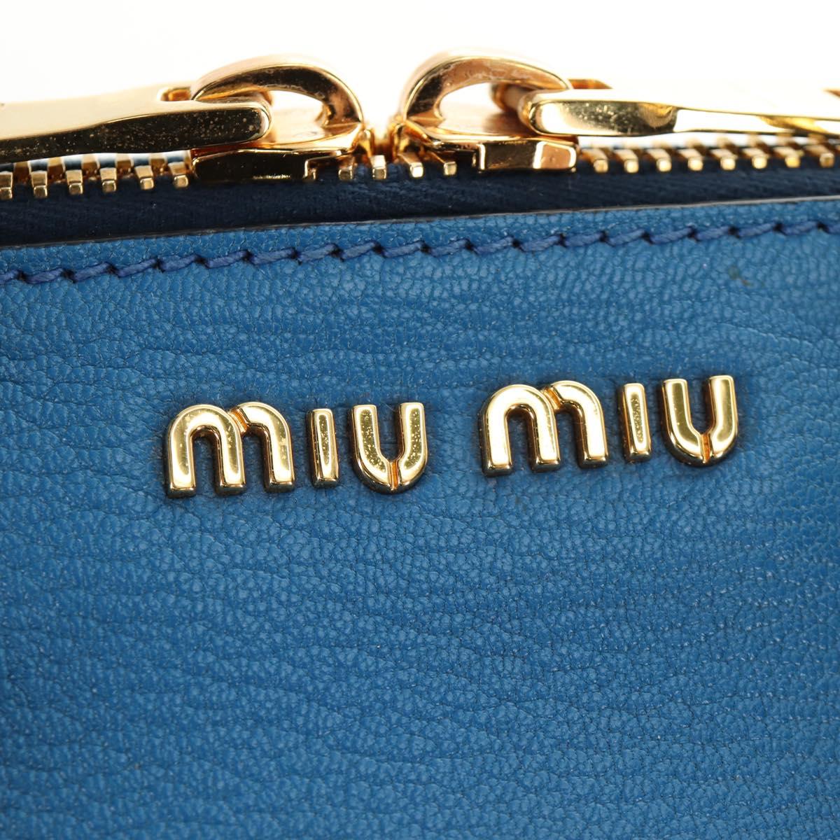 Miu Miu Hand Bag Leather 2way Blue Gold Auth 190326M