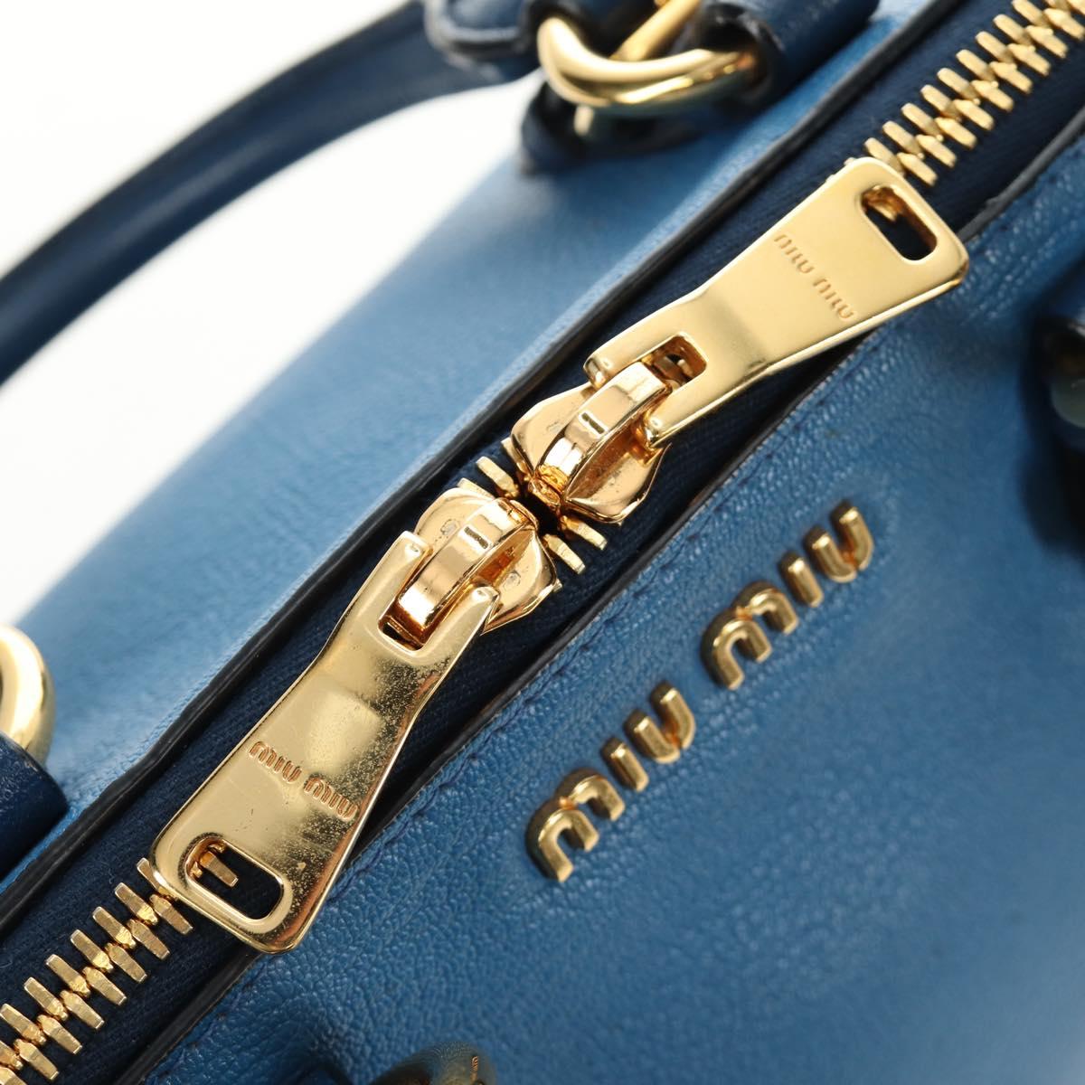 Miu Miu Hand Bag Leather 2way Blue Gold Auth 190326M