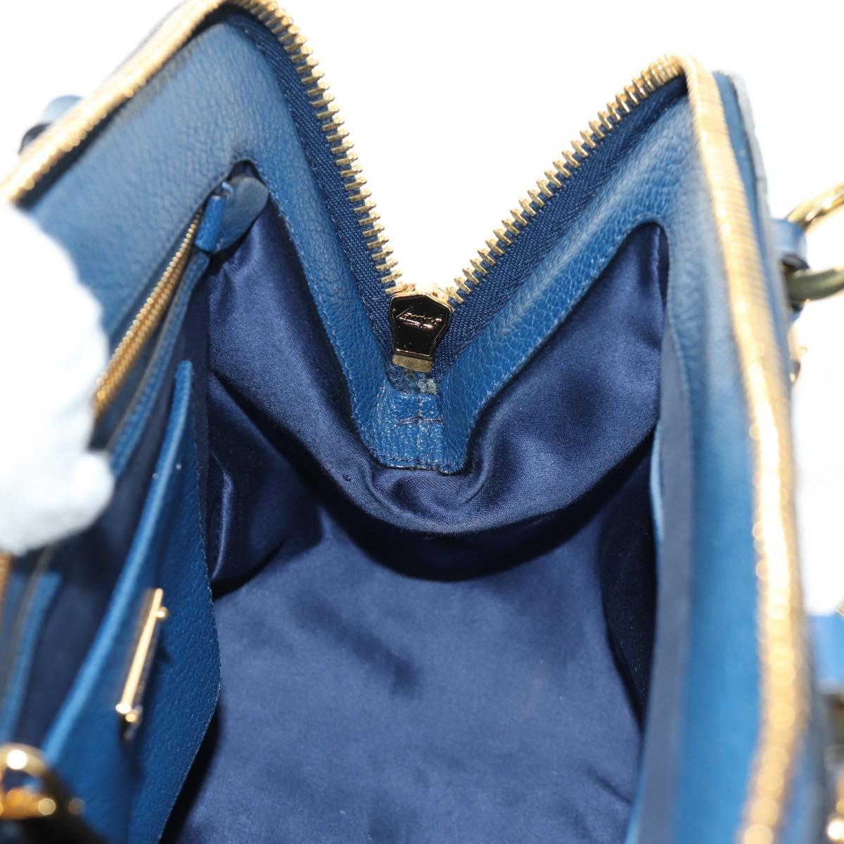 Miu Miu Hand Bag Leather 2way Blue Gold Auth 190326M