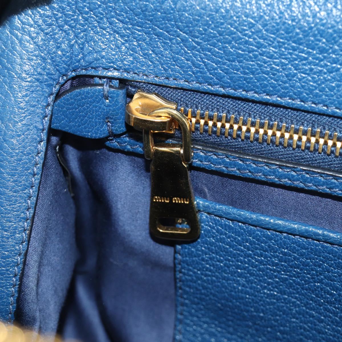 Miu Miu Hand Bag Leather 2way Blue Gold Auth 190326M