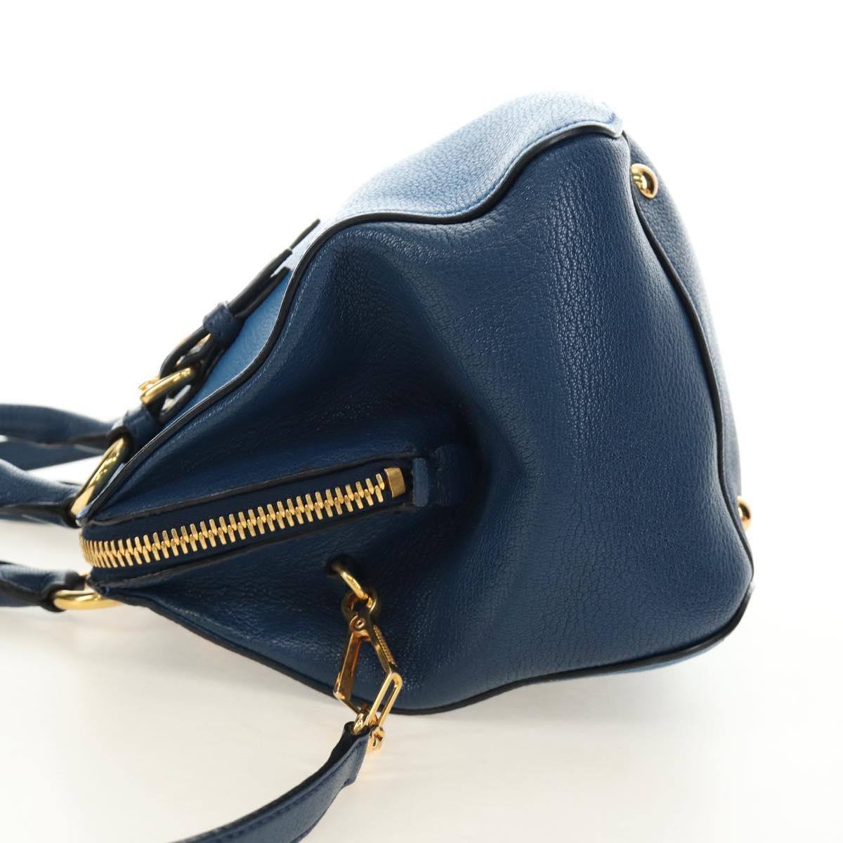 Miu Miu Hand Bag Leather 2way Blue Gold Auth 190326M