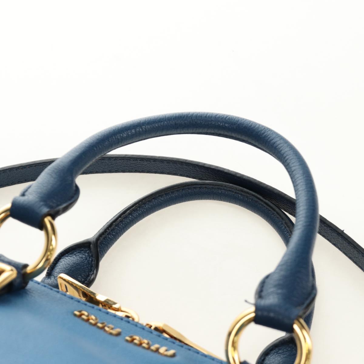 Miu Miu Hand Bag Leather 2way Blue Gold Auth 190326M