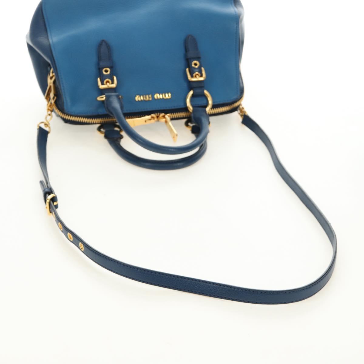 Miu Miu Hand Bag Leather 2way Blue Gold Auth 190326M