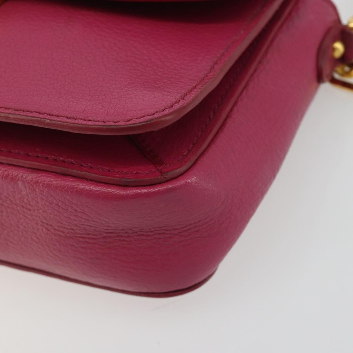 Miu Miu Shoulder Bag Leather Pink Gold Auth 190333A