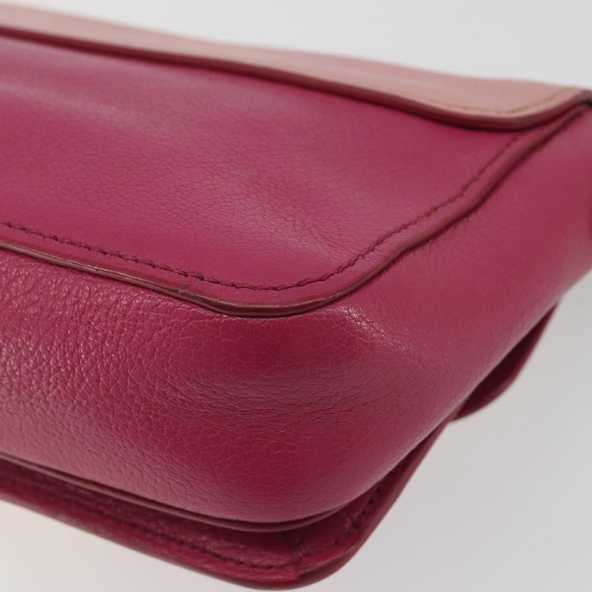 Miu Miu Shoulder Bag Leather Pink Gold Auth 190333A