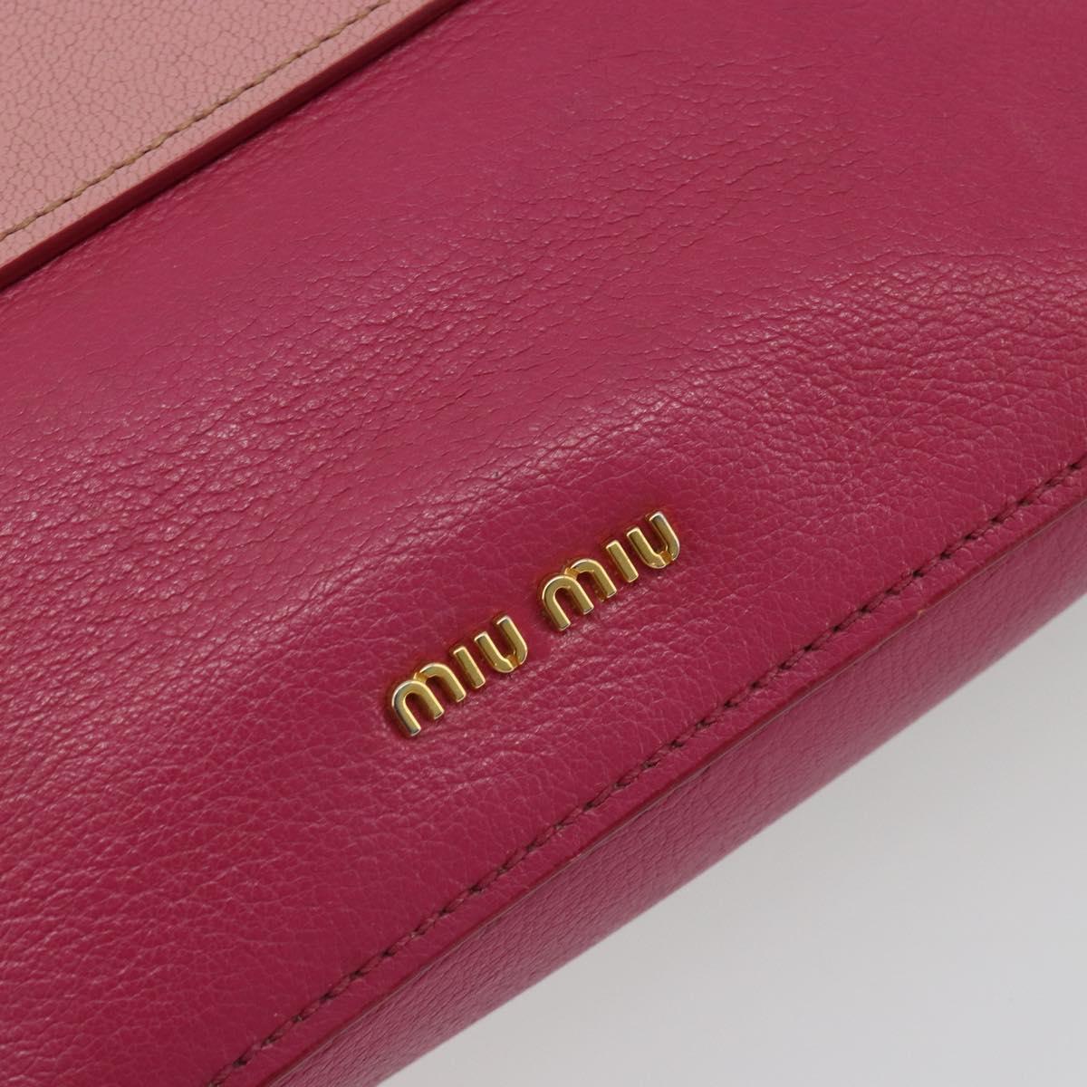 Miu Miu Shoulder Bag Leather Pink Gold Auth 190333A