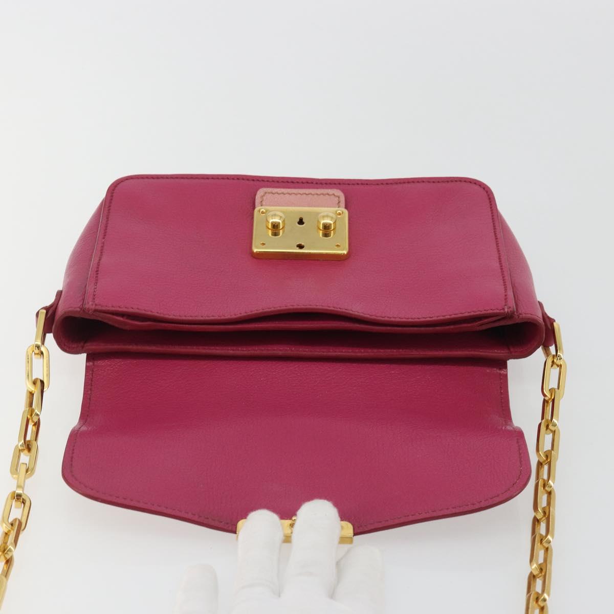 Miu Miu Shoulder Bag Leather Pink Gold Auth 190333A