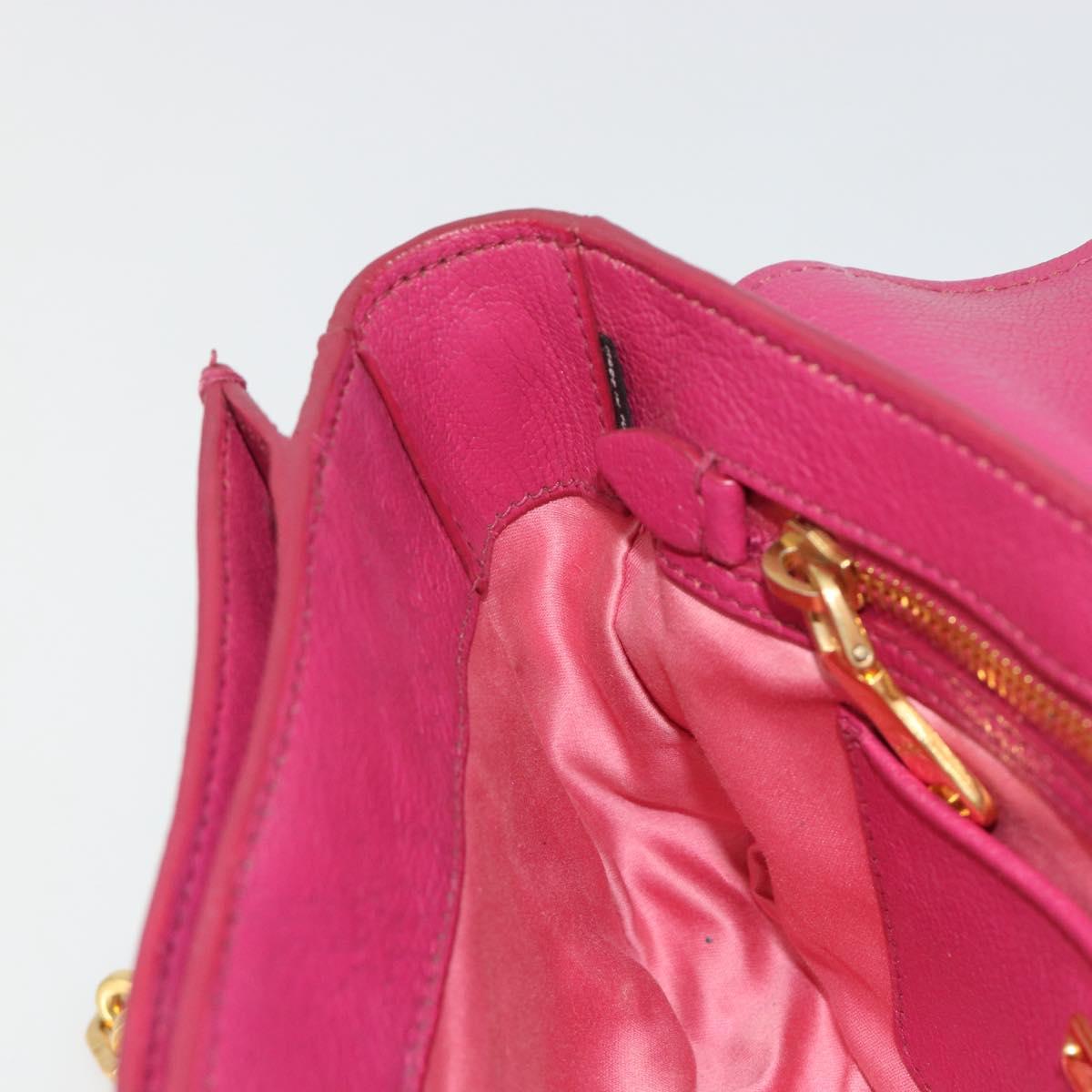 Miu Miu Shoulder Bag Leather Pink Gold Auth 190333A
