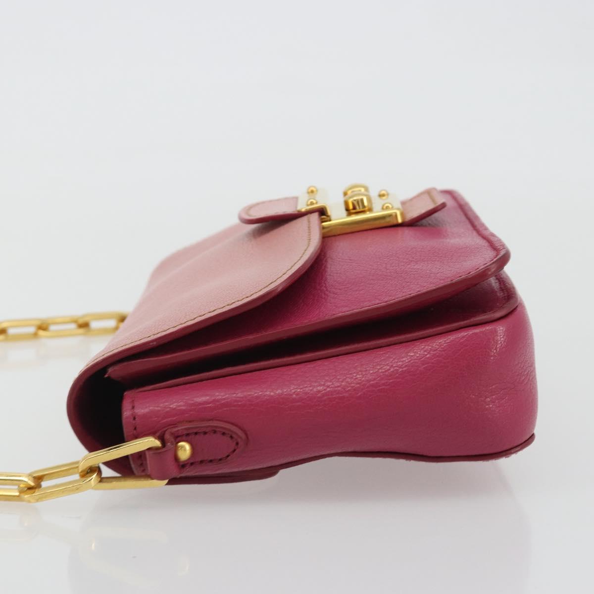 Miu Miu Shoulder Bag Leather Pink Gold Auth 190333A