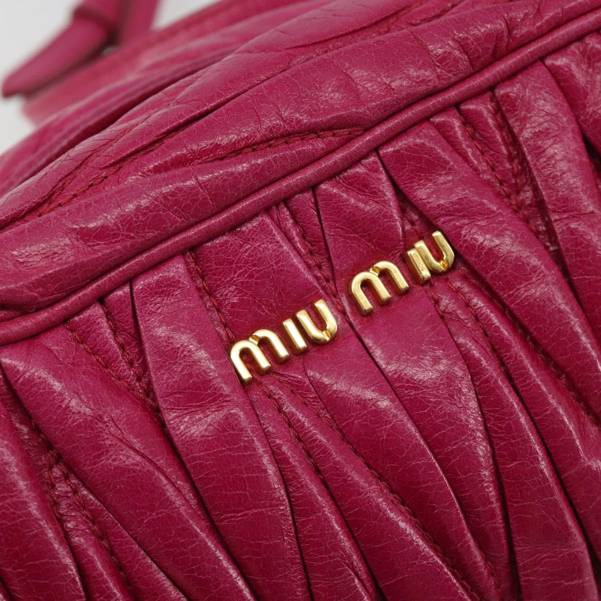Miu Miu Matelasse Shoulder Bag Leather Pink Gold Auth 190334A