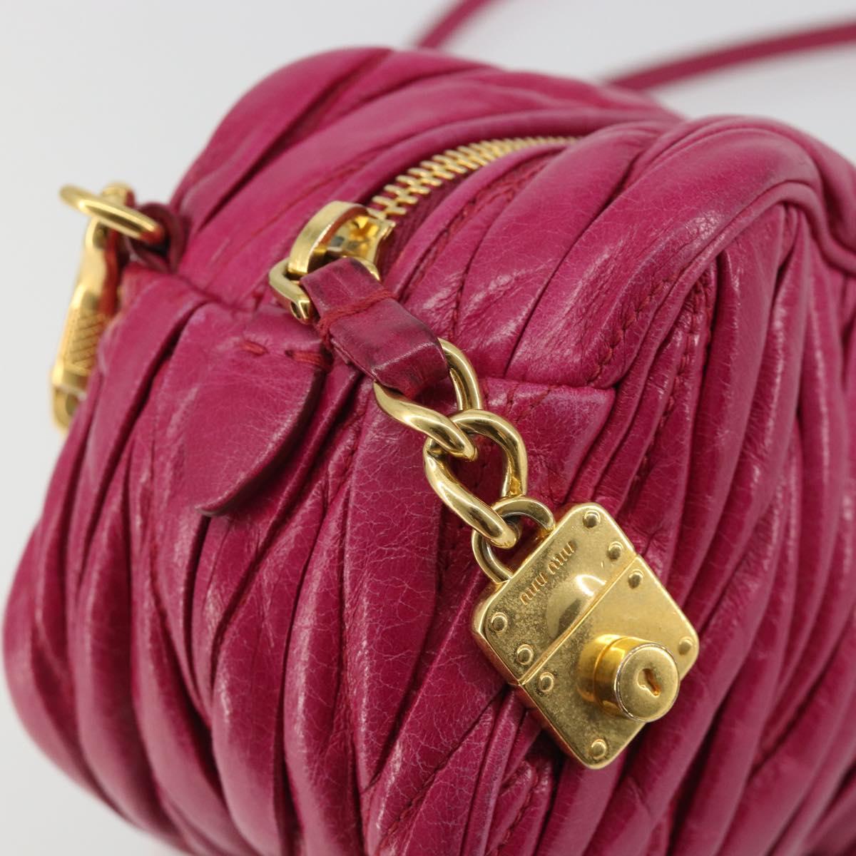Miu Miu Matelasse Shoulder Bag Leather Pink Gold Auth 190334A