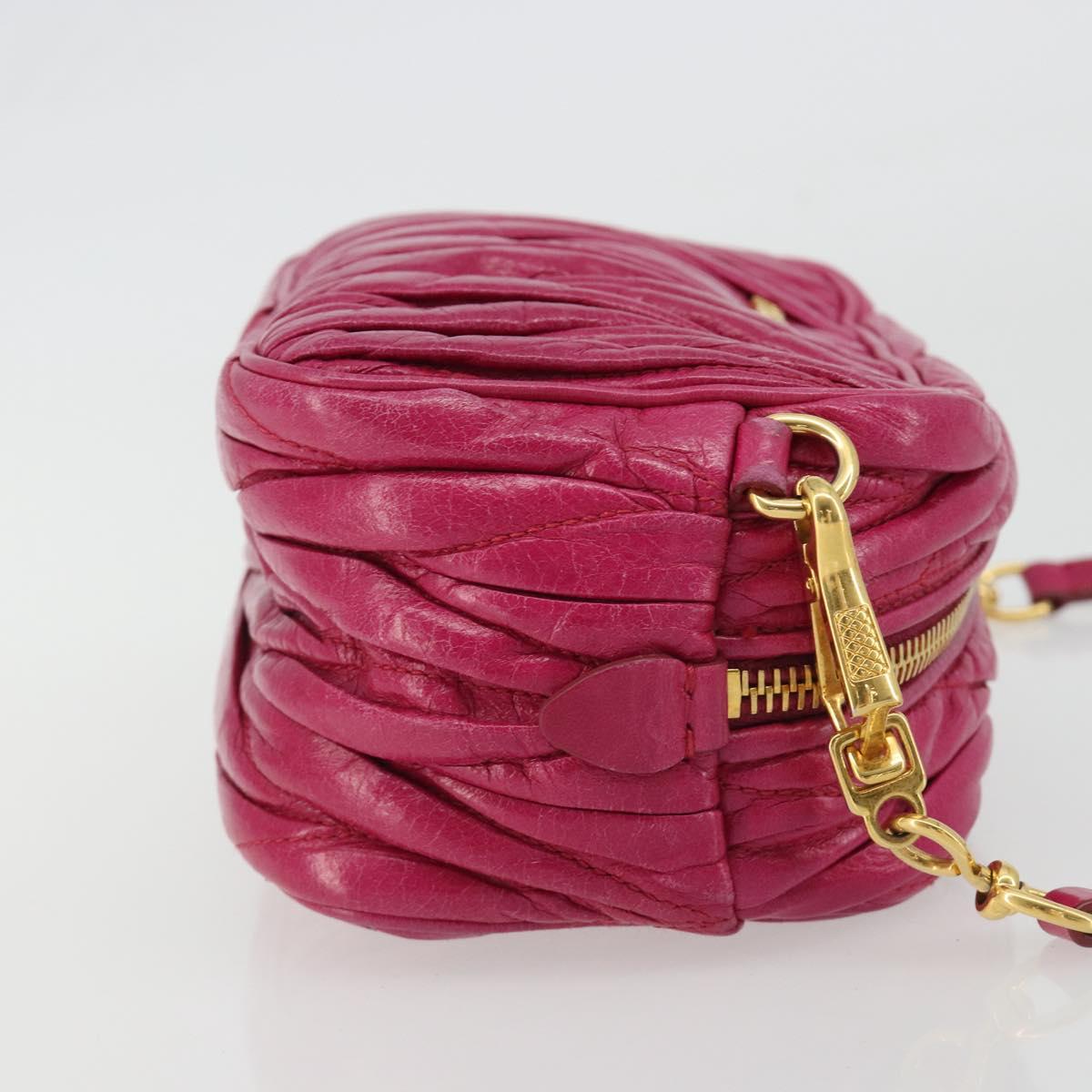 Miu Miu Matelasse Shoulder Bag Leather Pink Gold Auth 190334A