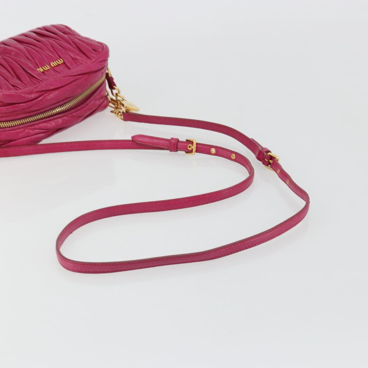 Miu Miu Matelasse Shoulder Bag Leather Pink Gold Auth 190334A