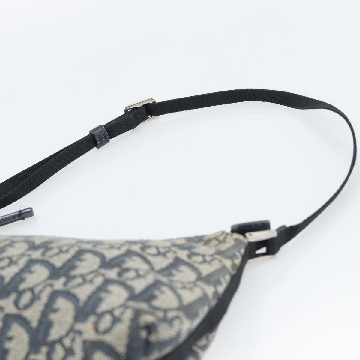 Christian Dior Trotter Canvas Accessory Pouch Navy Silver Auth 190335A