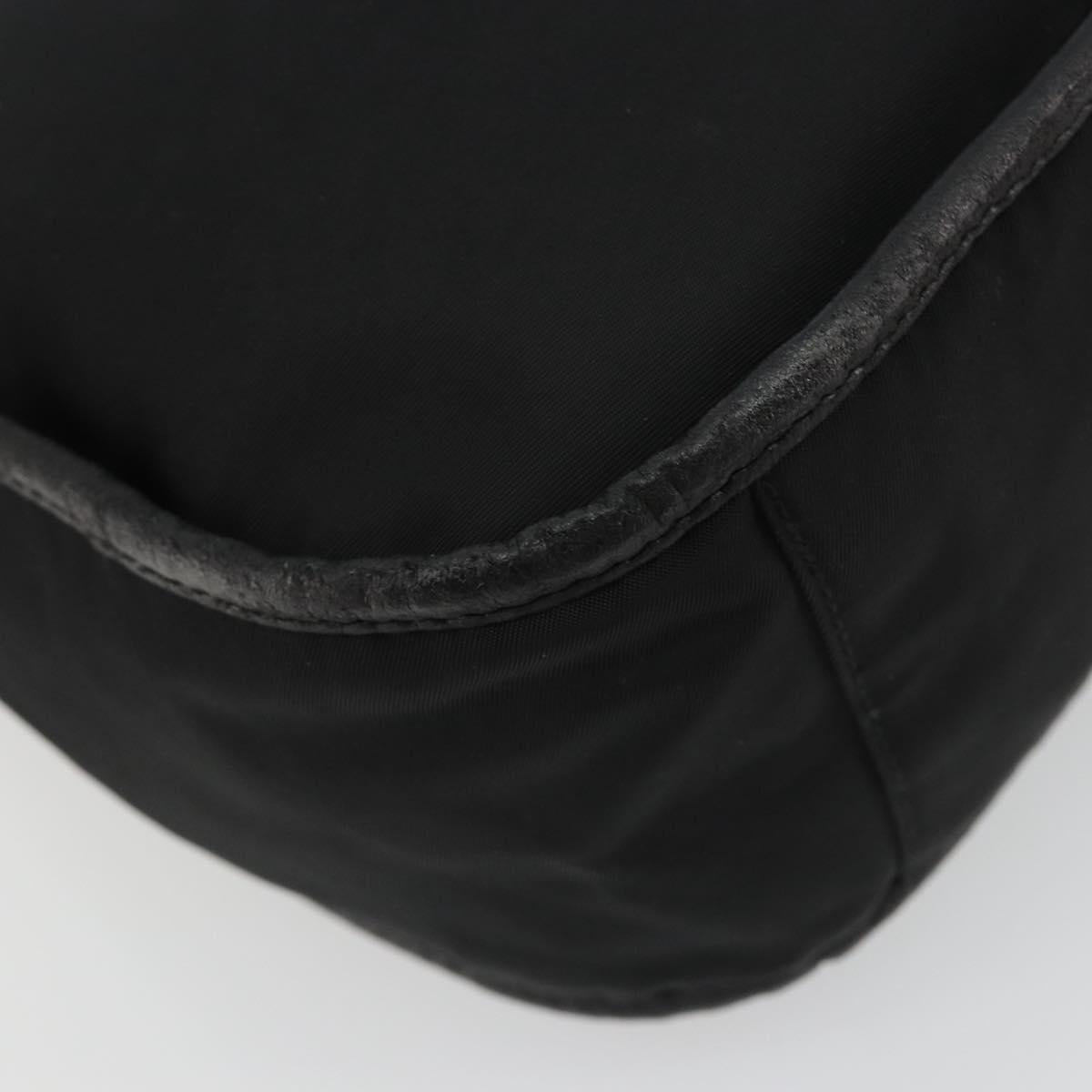 PRADA Shoulder Bag Nylon Black Silver Auth 190337A