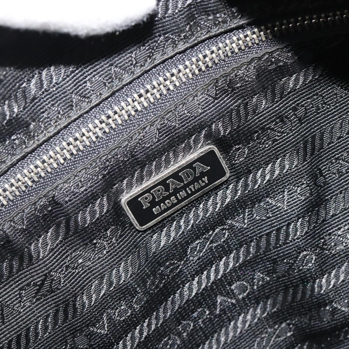 PRADA Shoulder Bag Nylon Black Silver Auth 190337A