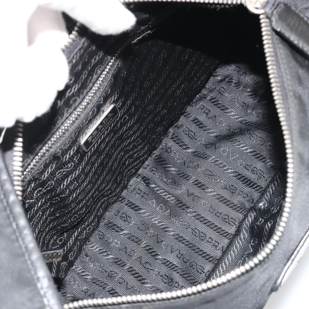 PRADA Shoulder Bag Nylon Black Silver Auth 190337A