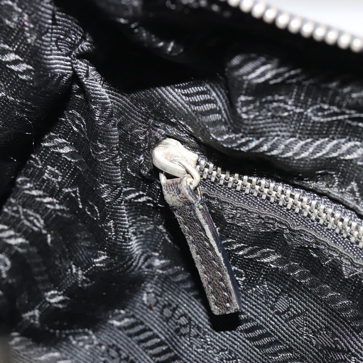 PRADA Shoulder Bag Nylon Black Silver Auth 190337A