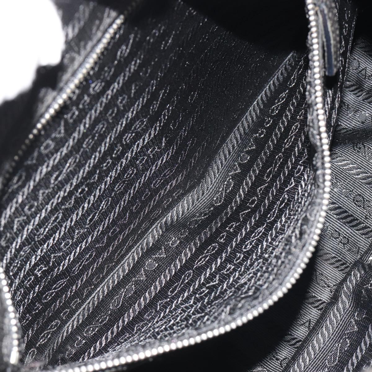 PRADA Shoulder Bag Nylon Black Silver Auth 190337A
