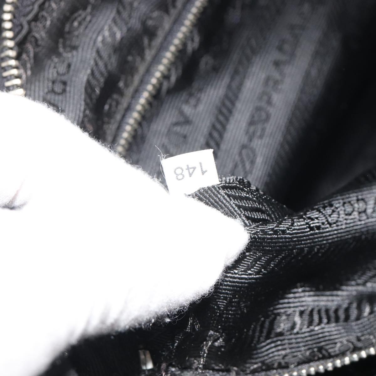 PRADA Shoulder Bag Nylon Black Silver Auth 190337A