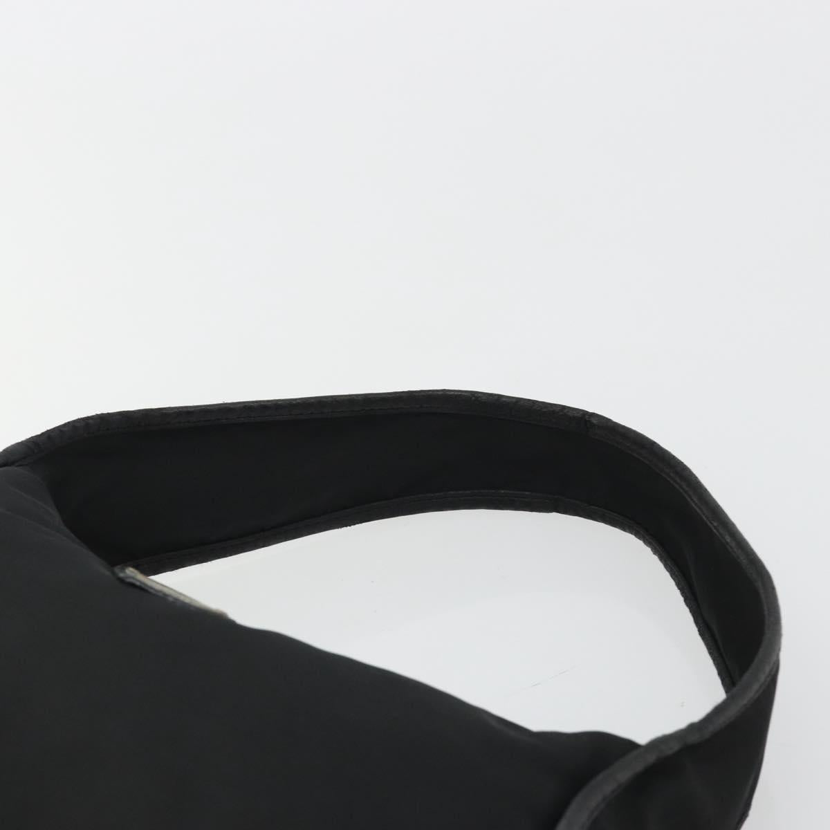 PRADA Shoulder Bag Nylon Black Silver Auth 190337A