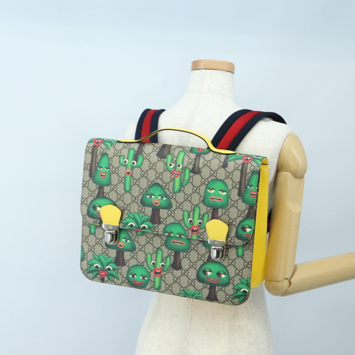 GUCCI GG Supreme Children's Sherry Line Backpack PVC Beige 410791 Auth 190338SAM